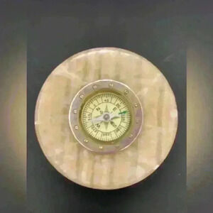 Vintage Desk Paperweight Directional  COMPASS Mounted in Marble WNN Taiwan
